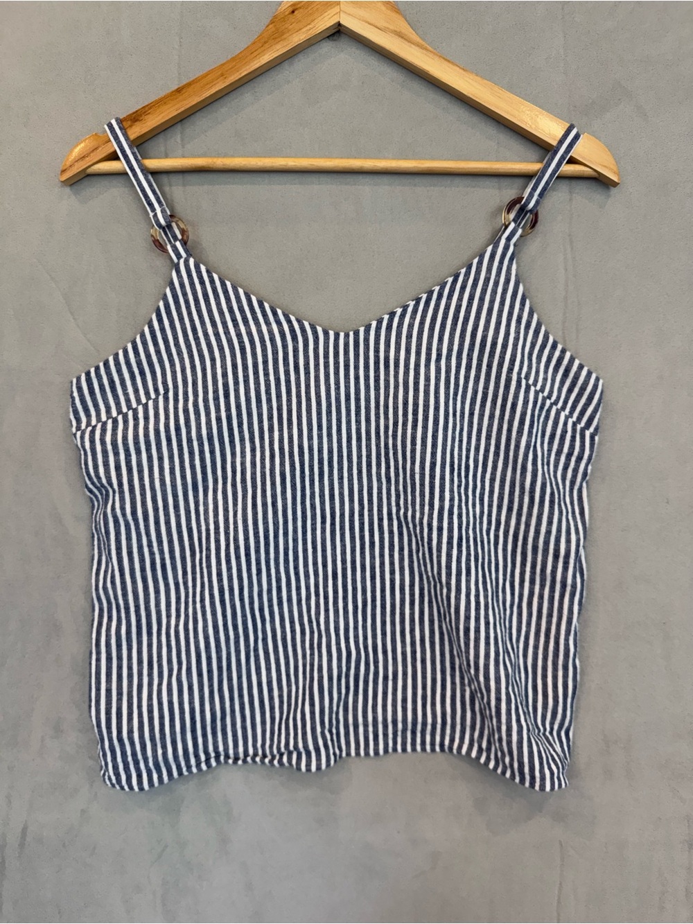 Topshop Striped Cami Top US 6 Navy White Tortoise Ring Coastal Nautical